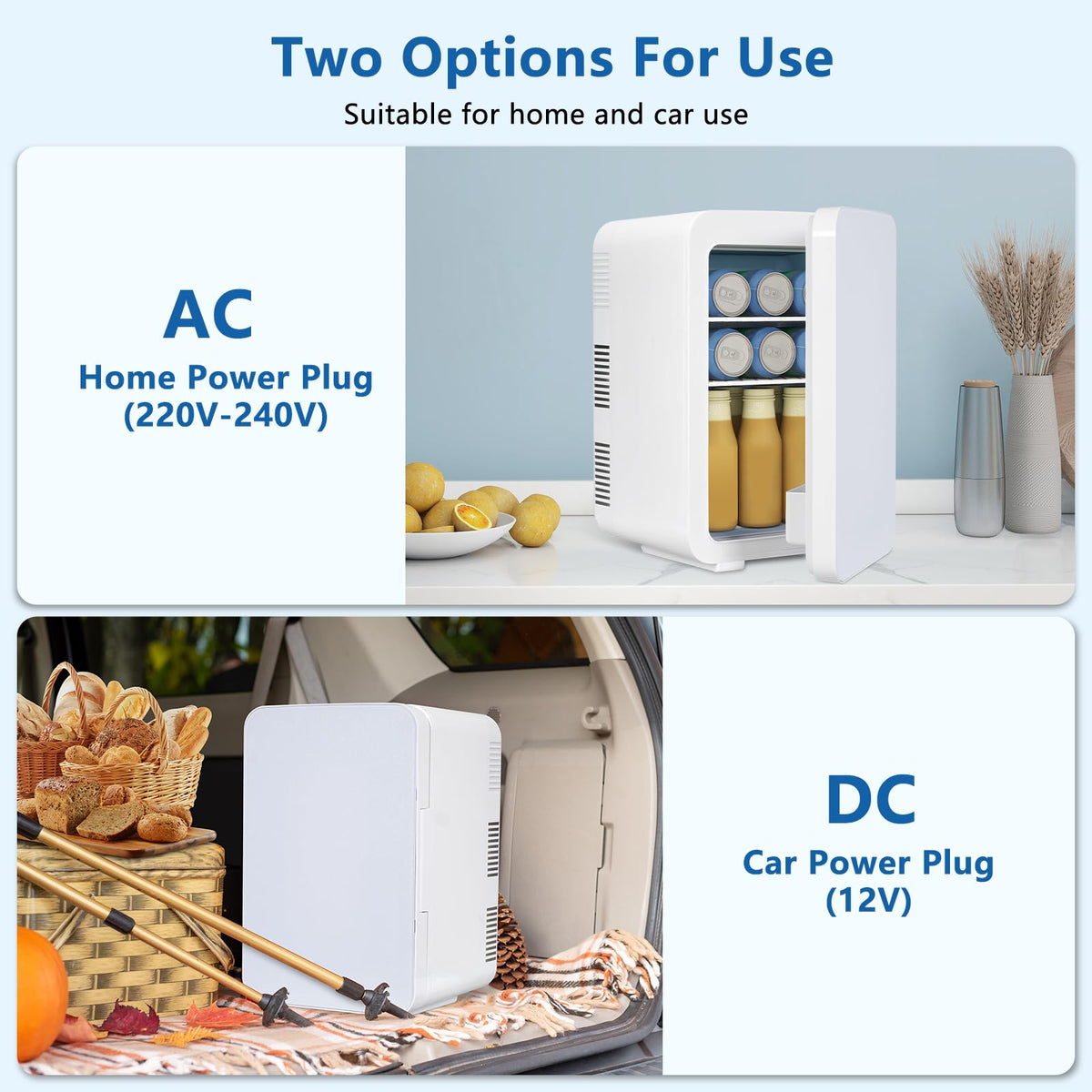 ARTETHYS Mini Fridge for Bedrooms, 10L Small Portable Car Fridges