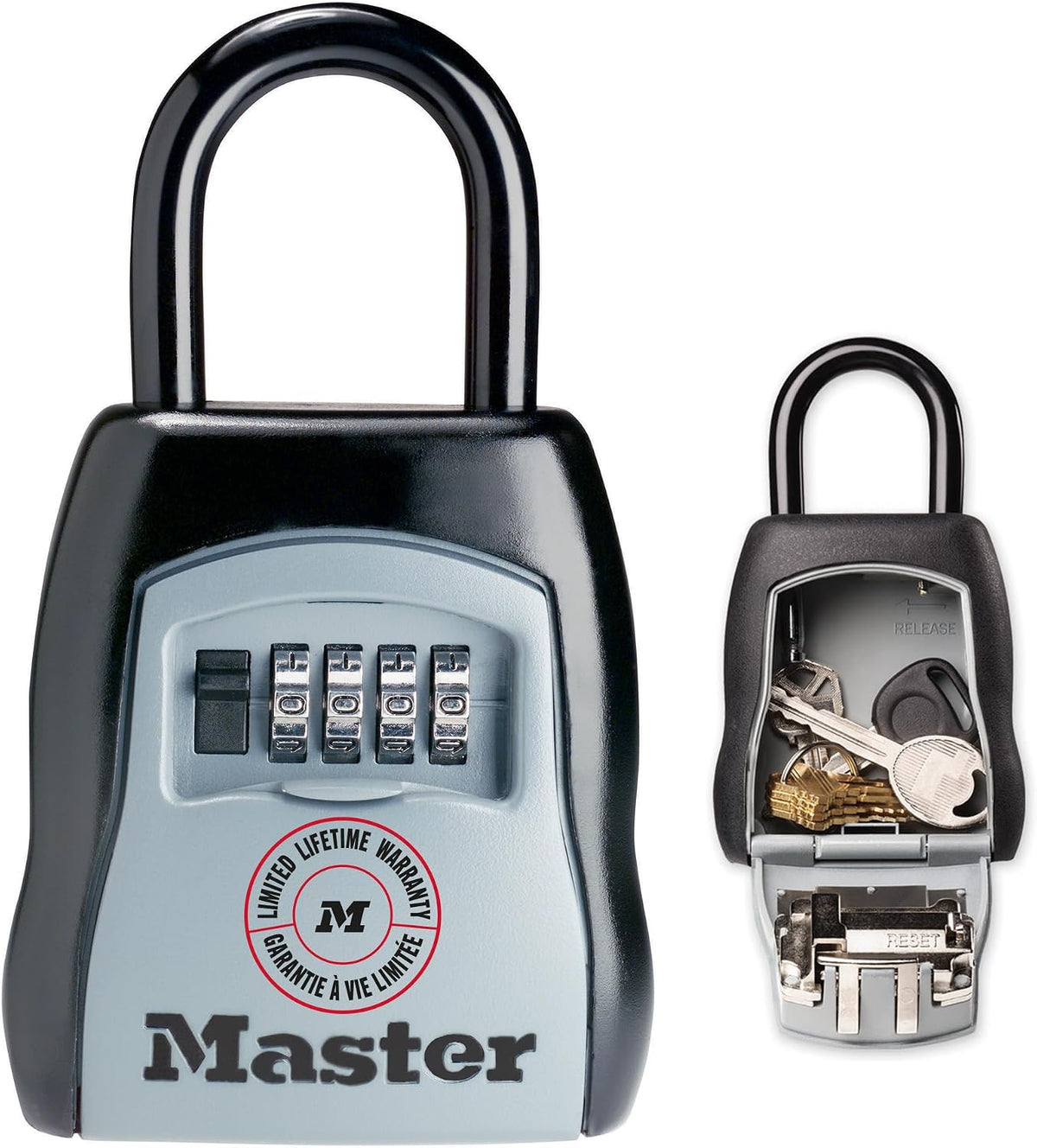 MASTER LOCK Portable Key Safe with Shackle, Medium 90 x 157 x 40 mm, Outdoor, for Home Office Industries Vehicles