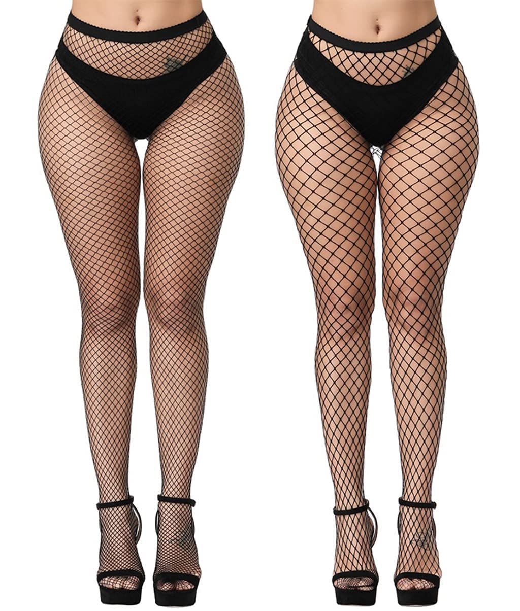 E-Laurels Womens Fishnet Tights Stockings Black Pantyhose Fish Net Plus Size
