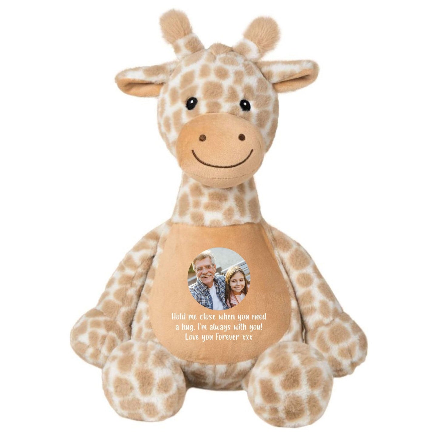 Personalised Photo Comfort Keepsake Giraffe Teddy | Custom Photo & Message | Sympathy Gift, Remembrance, Present