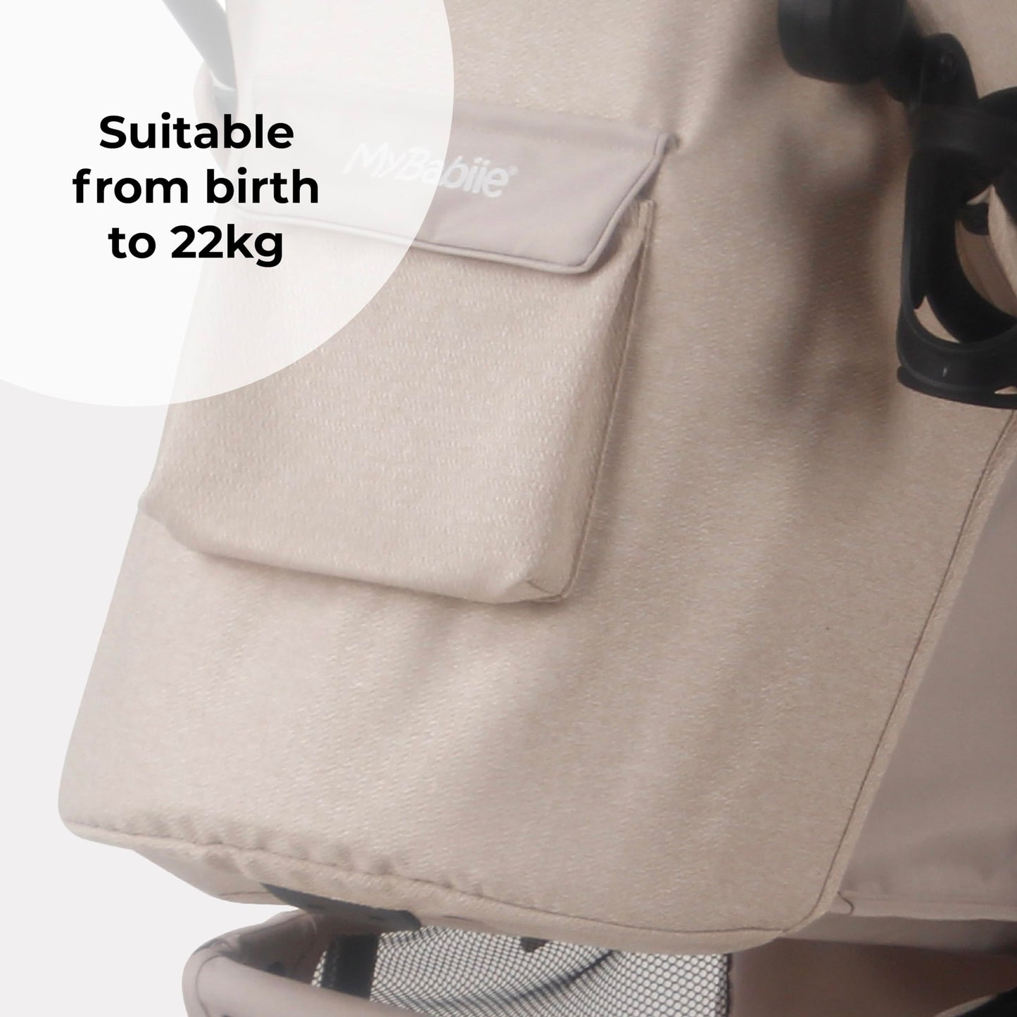 My Babiie MB30 Pushchair – from Birth to 4 Years (22kg), Easy Compact Fold, Large Shopping Basket, Adjustable Handle, Stroller Includes Cup Holder, Rain Cover – Black & Grey