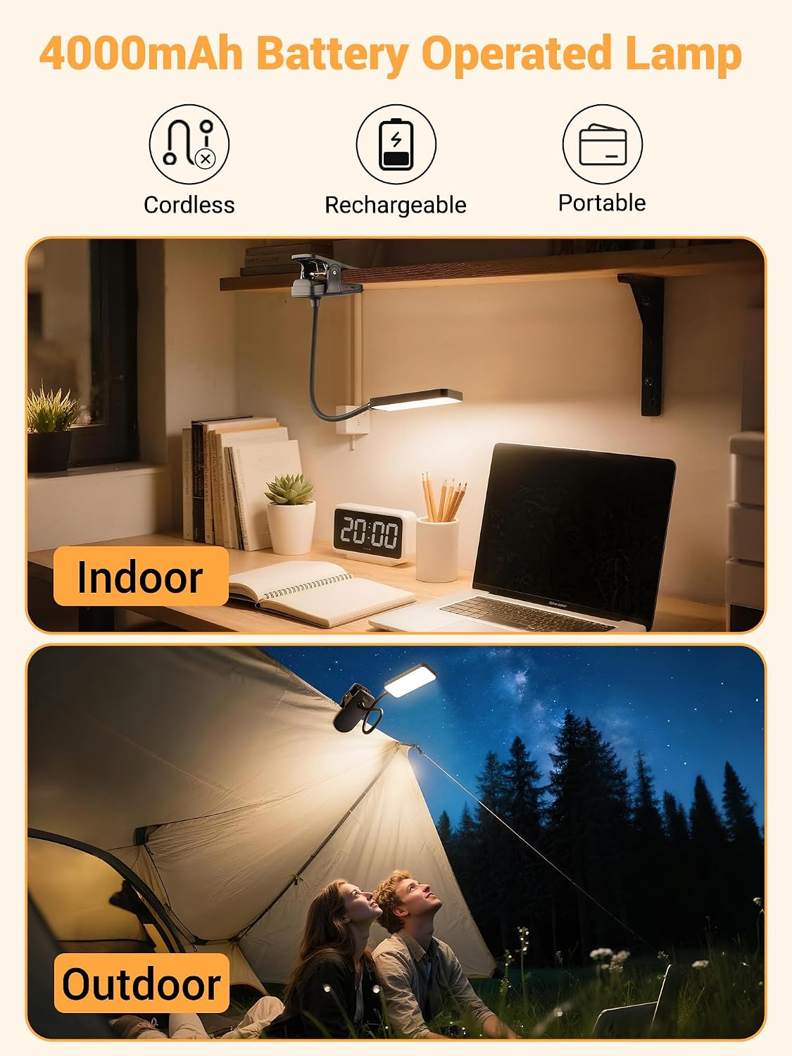 Reading Light,9 Brightness+5 Colors Clip on Light, LED Desk Lamp Table Lamp