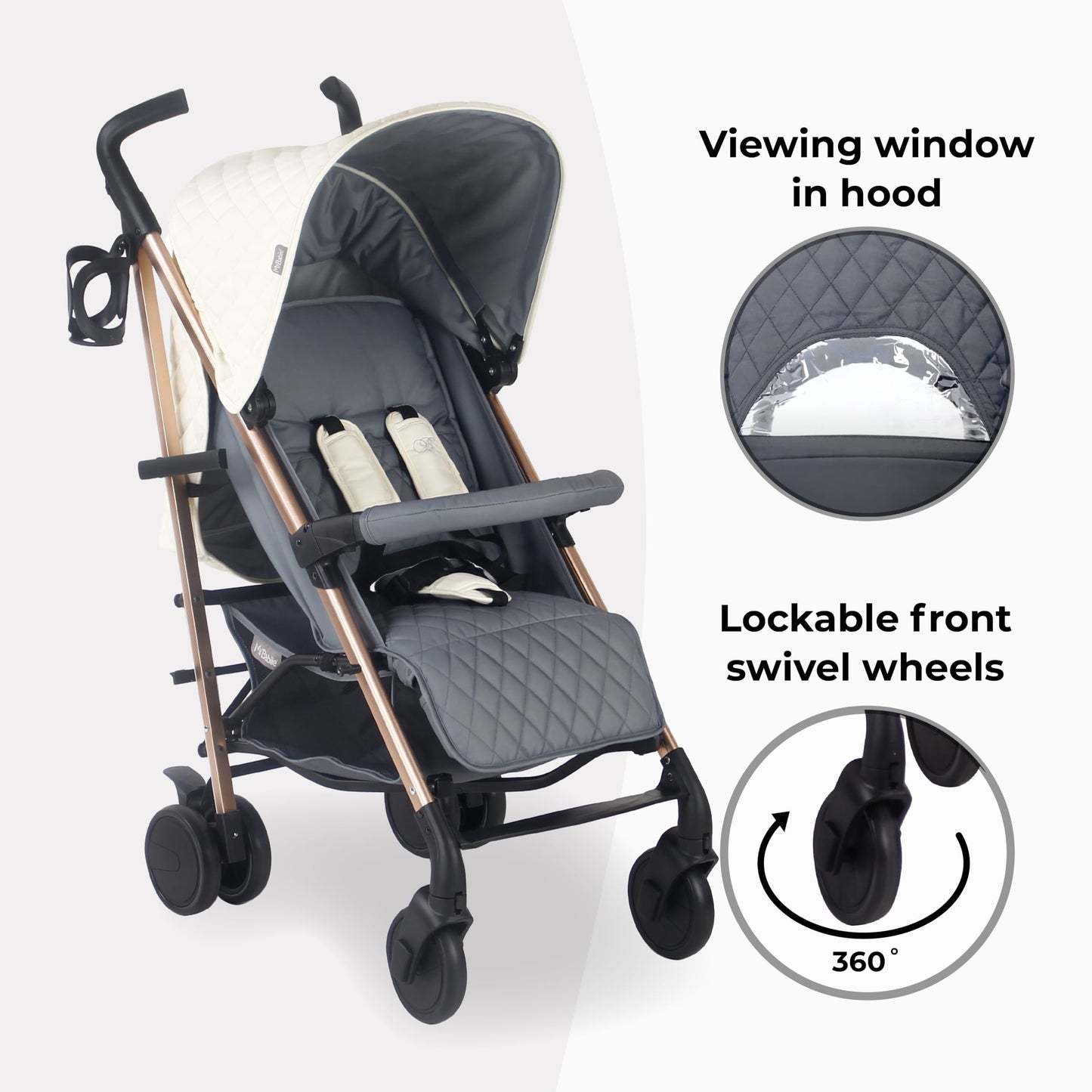 My Babiie MB51 Stroller – from Birth to 4 Years (22kg), Lightweight, Umbrella Fold, Travel Buggy for Toddlers, Pushchair Includes Footmuff, Cup Holder, Rain Cover - Blush Pink