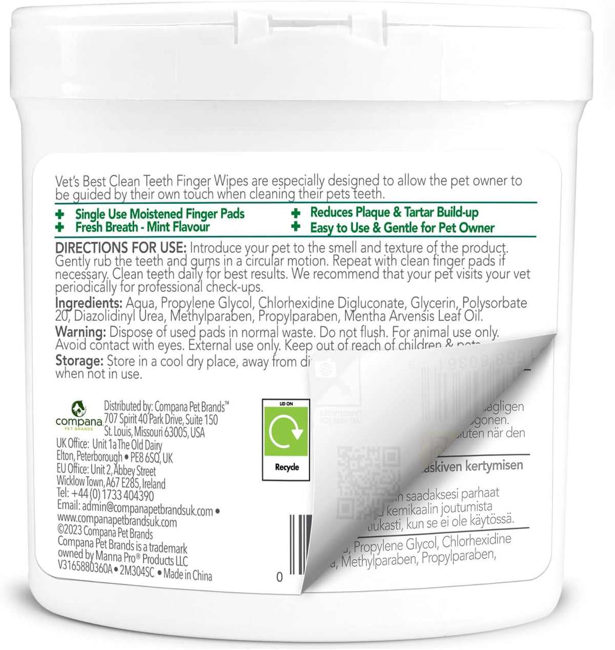 Vet's Best Dental Care Finger Wipes. 50 Disposable Wipes