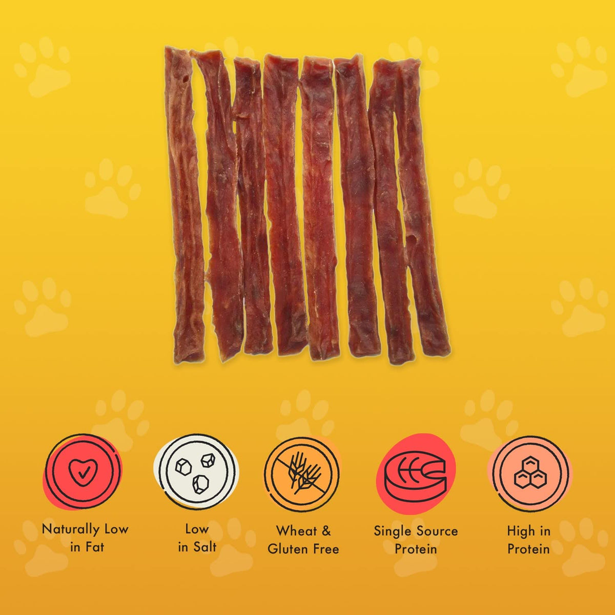 Pet Munchies Venison Strips Dog Treats, Premium Wheat Free Dog Chews with Natural Real Meat, Low in Fat and High in Protein 75g (Pack of 8)