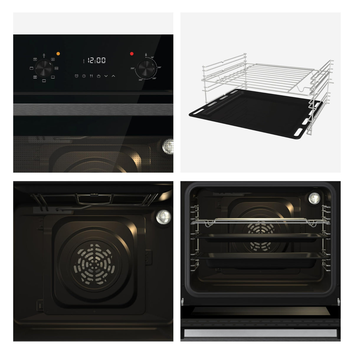 Hisense BI62020ABGUK - Built-in 60L Electric Single Oven - Black - 530x595x595 mm (DxWxH) - A Rated, Extra Large