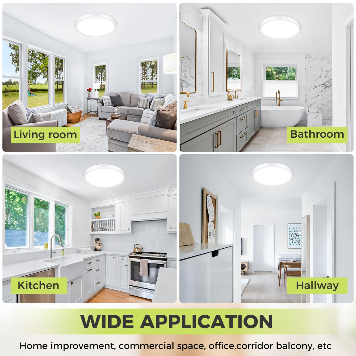 hepside Bathroom Light, 3000K/4000K/6500K 3 Color Temperature LED Ceiling Light, 15W 1500LM, Waterproof, Round, Small, Modern, Flush Ceiling Light for Bathroom, Kitchen, Bedroom, Black