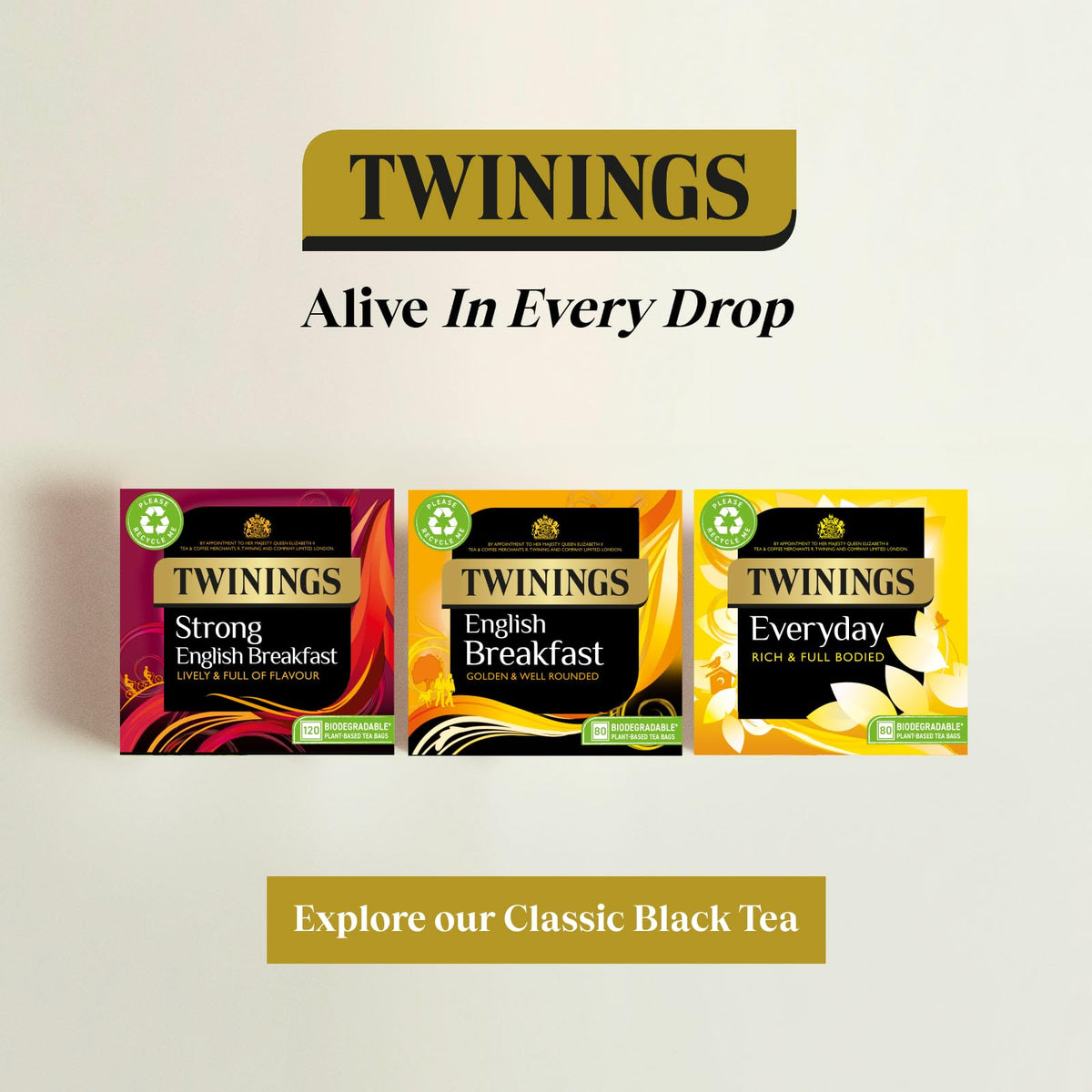 Twinings English Breakfast Tea, 4 x 80 Biodegradable Plant-Based Tea Bags