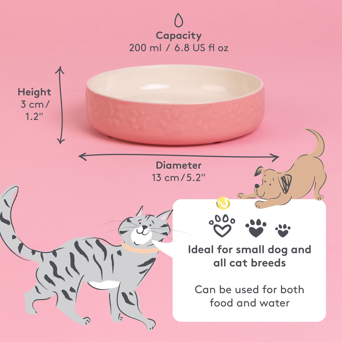 Mason Cash Colour Mix Cream Cat Saucer 13cm |200ml Durable Stoneware Pet Bowl for Food & Water | Dishwasher, Freezer & Microwave Safe
