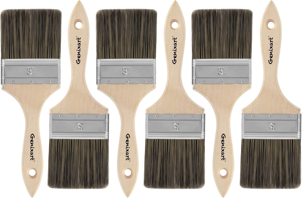 Genixart Double Thick Chip Paint Brush Set, Wood Fence Stain Brush, 3 Inch