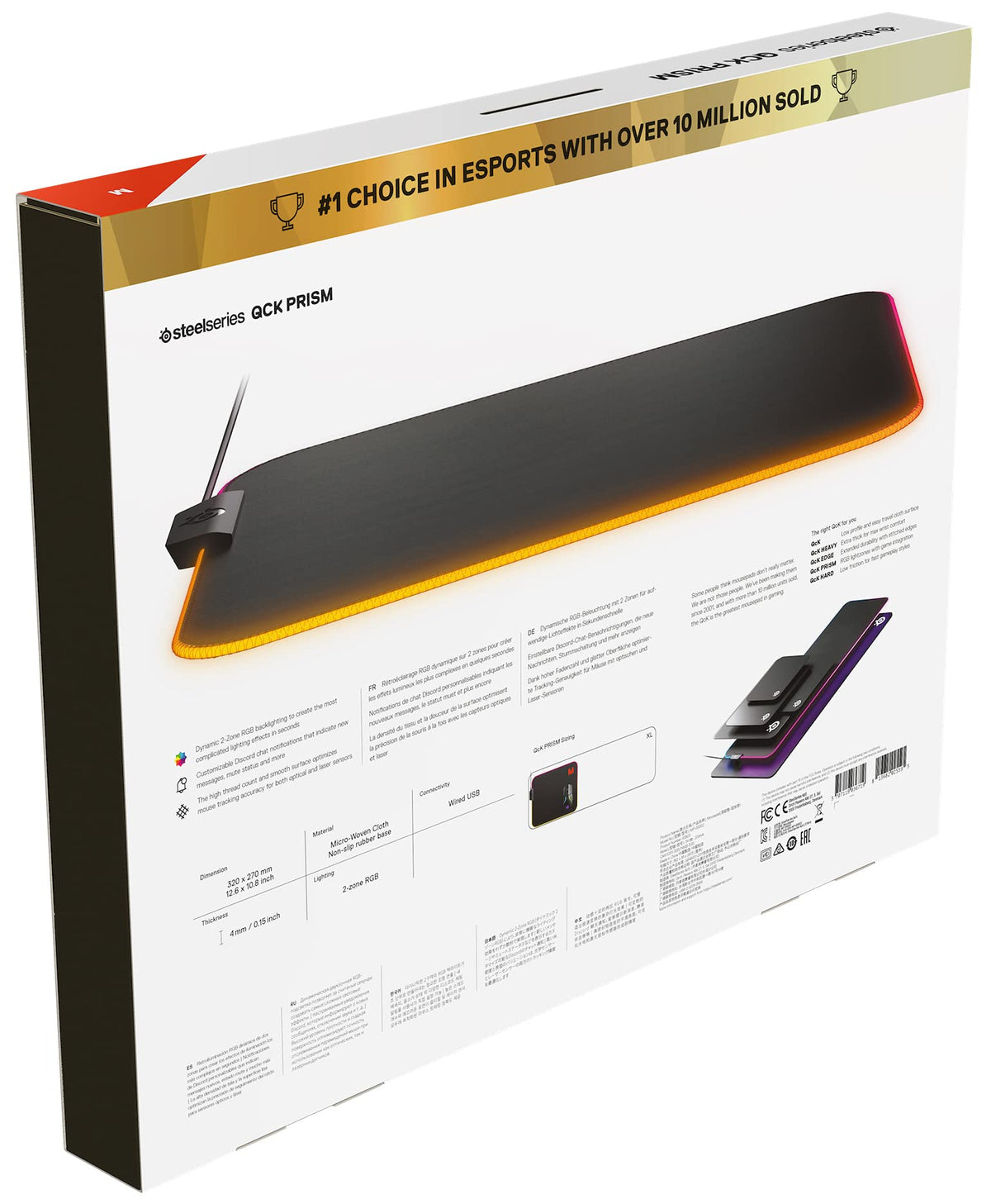SteelSeries QcK Edge Cloth Gaming Mouse Pad - Never-fray Stitched Edges - Optimized For Gaming Sensors - Size L (450 x 400 x 2mm) - Black