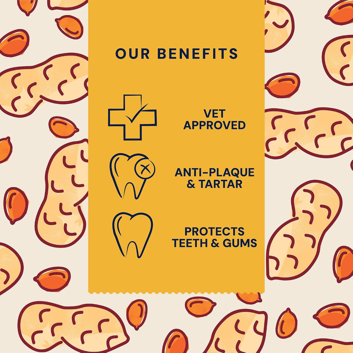 Pooch & Mutt - Peanut Butter Dog Dental Sticks (Regular Sticks), Dog Dental Chew, for Teeth and Gums Cleaning, 1 pack of 7 sticks (packaging may vary)