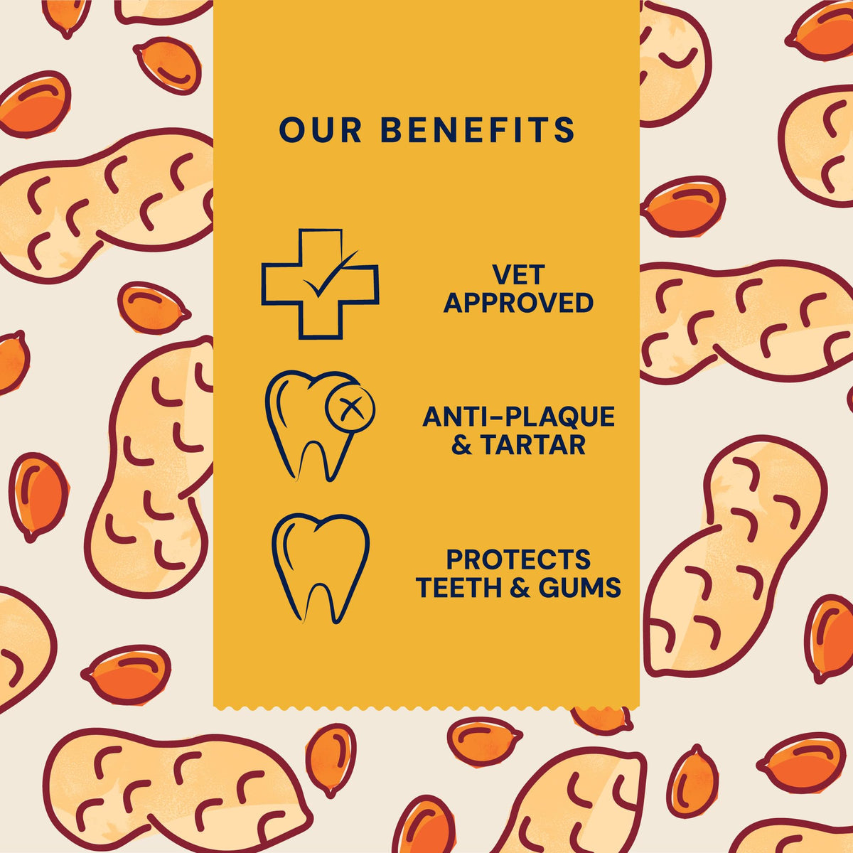 Pooch & Mutt - Peanut Butter Dog Dental Sticks (Regular Sticks), Dog Dental Chew, for Teeth and Gums Cleaning, 1 pack of 7 sticks (packaging may vary)