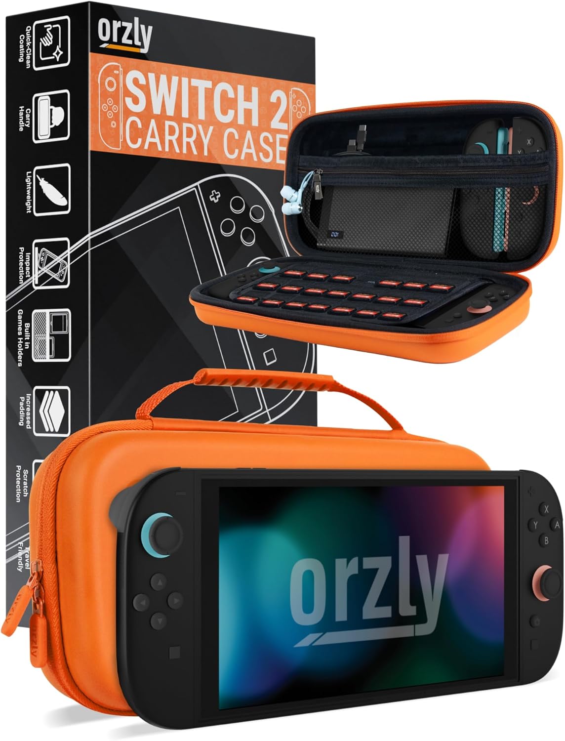 Orzly Carry Case for Nintendo Switch Lite Protective Hard Shell Portable Travel Carry Case with Storage for Accessories & Game Cartridges (Red & White)
