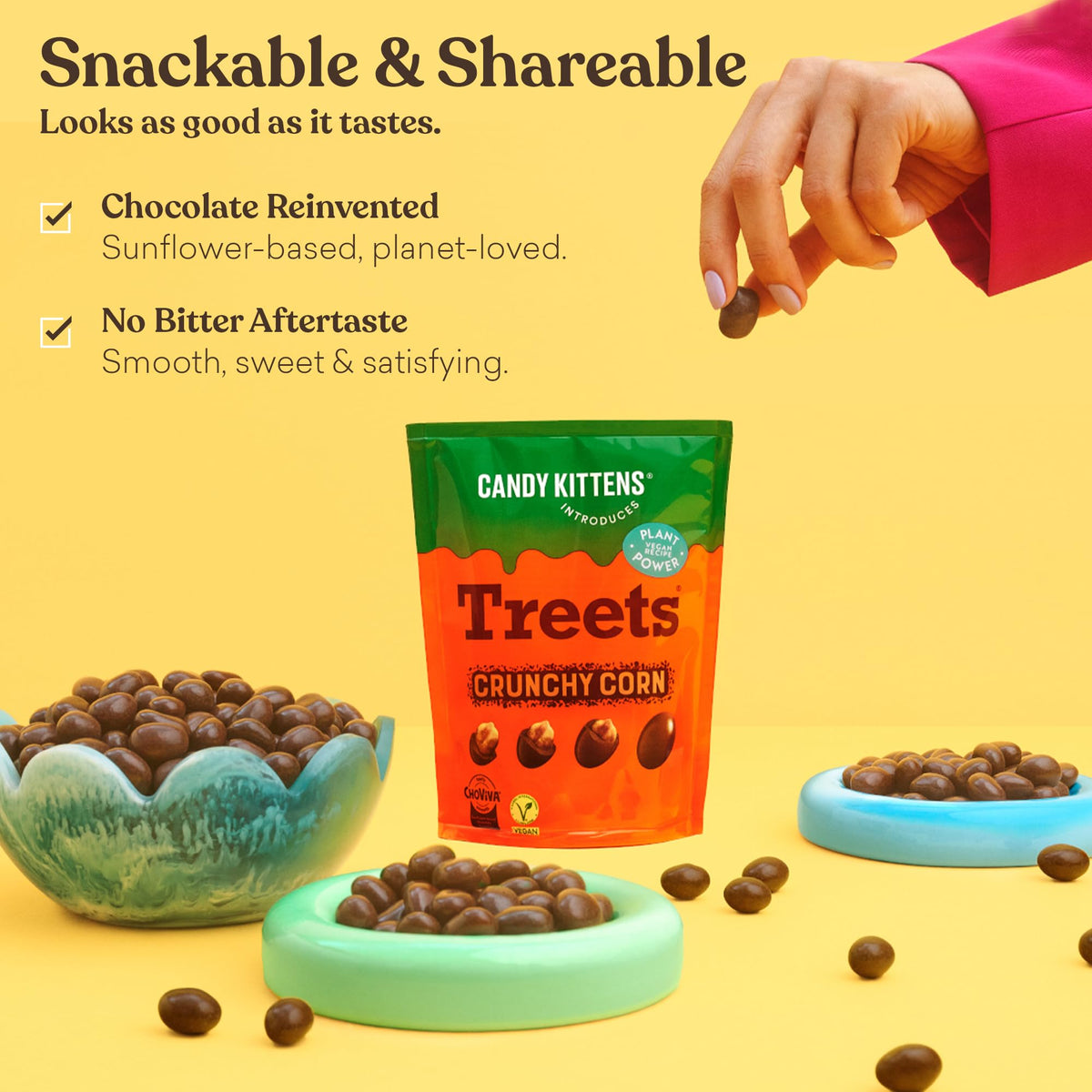 Candy Kittens Treets Rice Crispy Vegan Chocolate Snack, 120g, 1 Pack