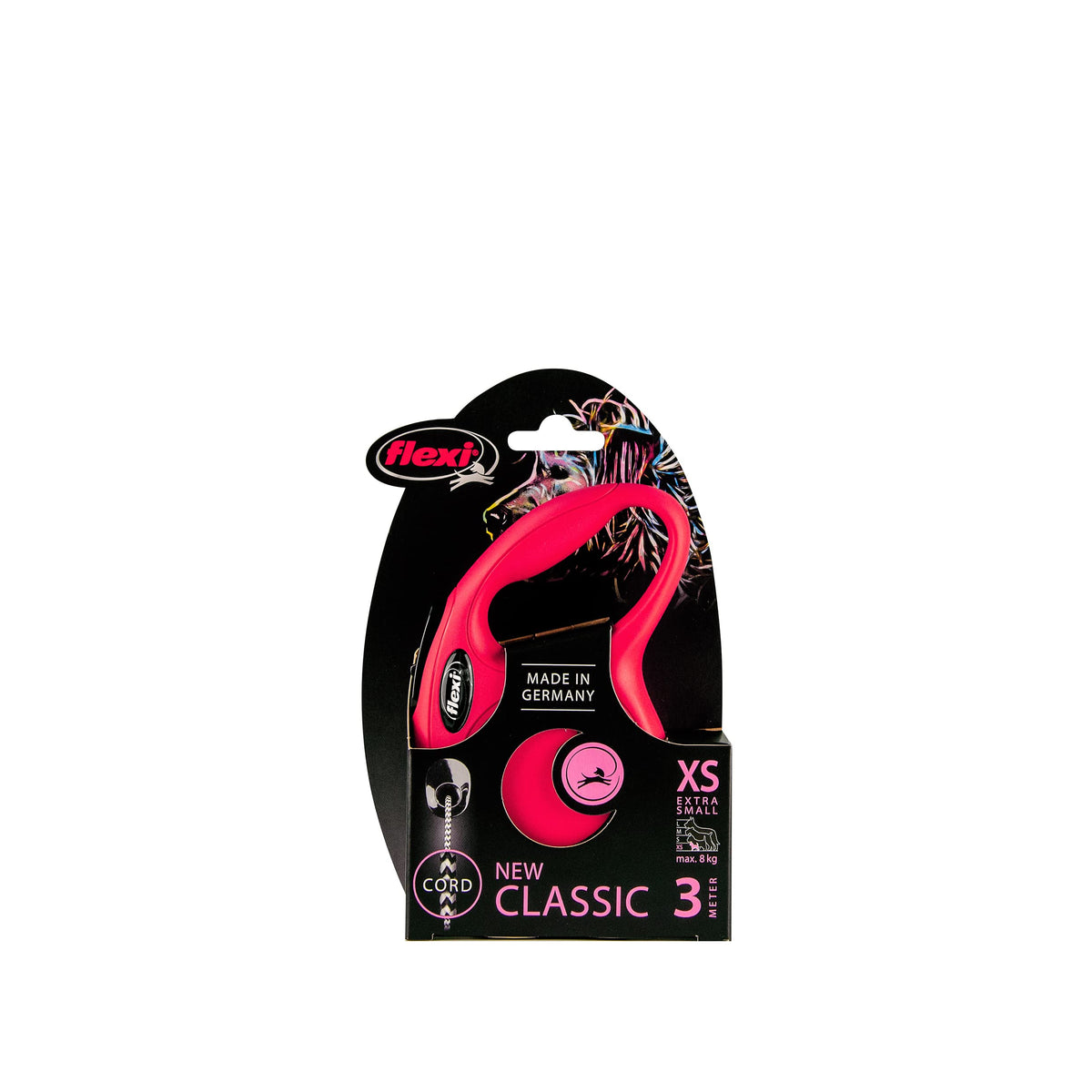 flexi Classic S | 5 m Retractable Cord Leash for Dogs up to 12 kg | Black | Retractable Dog Lead | Weight: 160 g | Dimensions: 9.6 x 16.2 cm