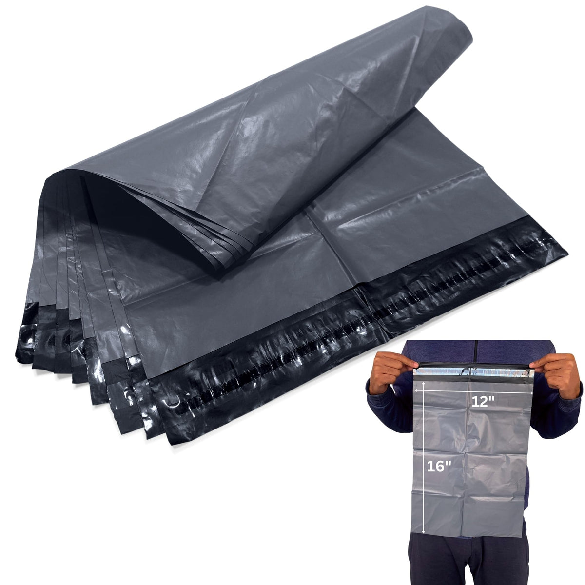 JeeJaan® 200 Small Grey Parcel Bags 4" x 6" (102 x 152mm) Strong Poly Mailer Small Postage Mailing Bags Courier Shipping Postal Bags - Posting Packing Envelopes