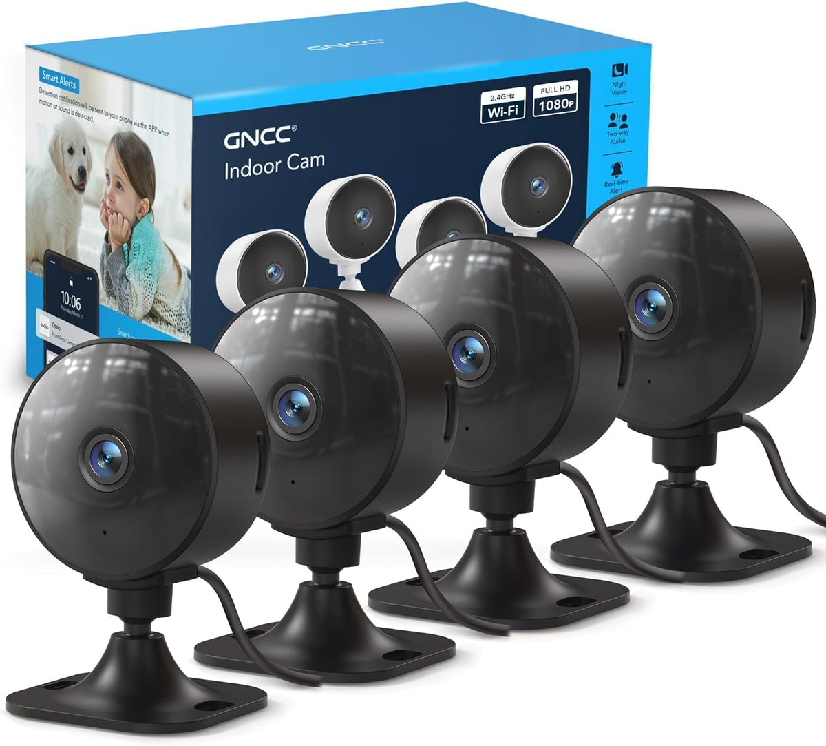 GNCC GC3 2-Pack Indoor Security Camera, 1080P CCTV Cameras for Home/Pet