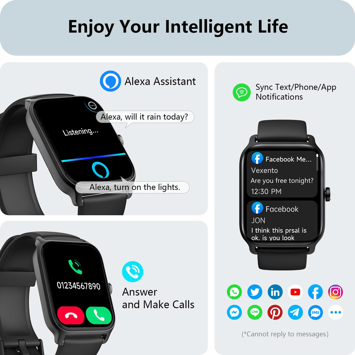 Smart Watch for Women, Answer/Make Calls, Alexa Built-in, [1.8"HD Screen] Smart Watches for Women iPhone/Samsung/Android, Fitness Watch with Heart Rate Sleep SpO2 Monitor,IP68 Waterproof, 100+ Sports