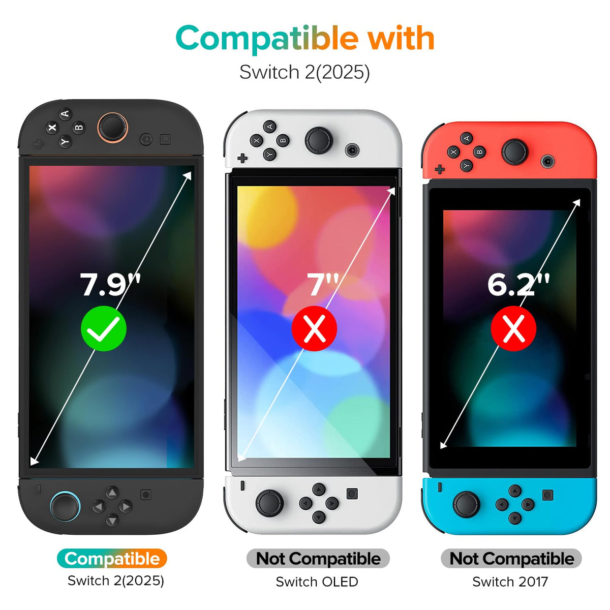 ivoler [3 Pack Compatible with Nintendo Switch Screen Protector, [Tempered Glass] Film for Nintendo Switch - [9H Hardness] [Anti-Scratch] [Crystal Clear]