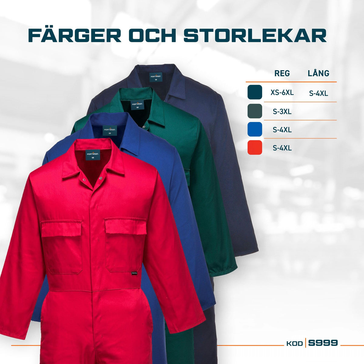 Portwest Euro Work Men's Polycotton Men's Polycotton Coverall