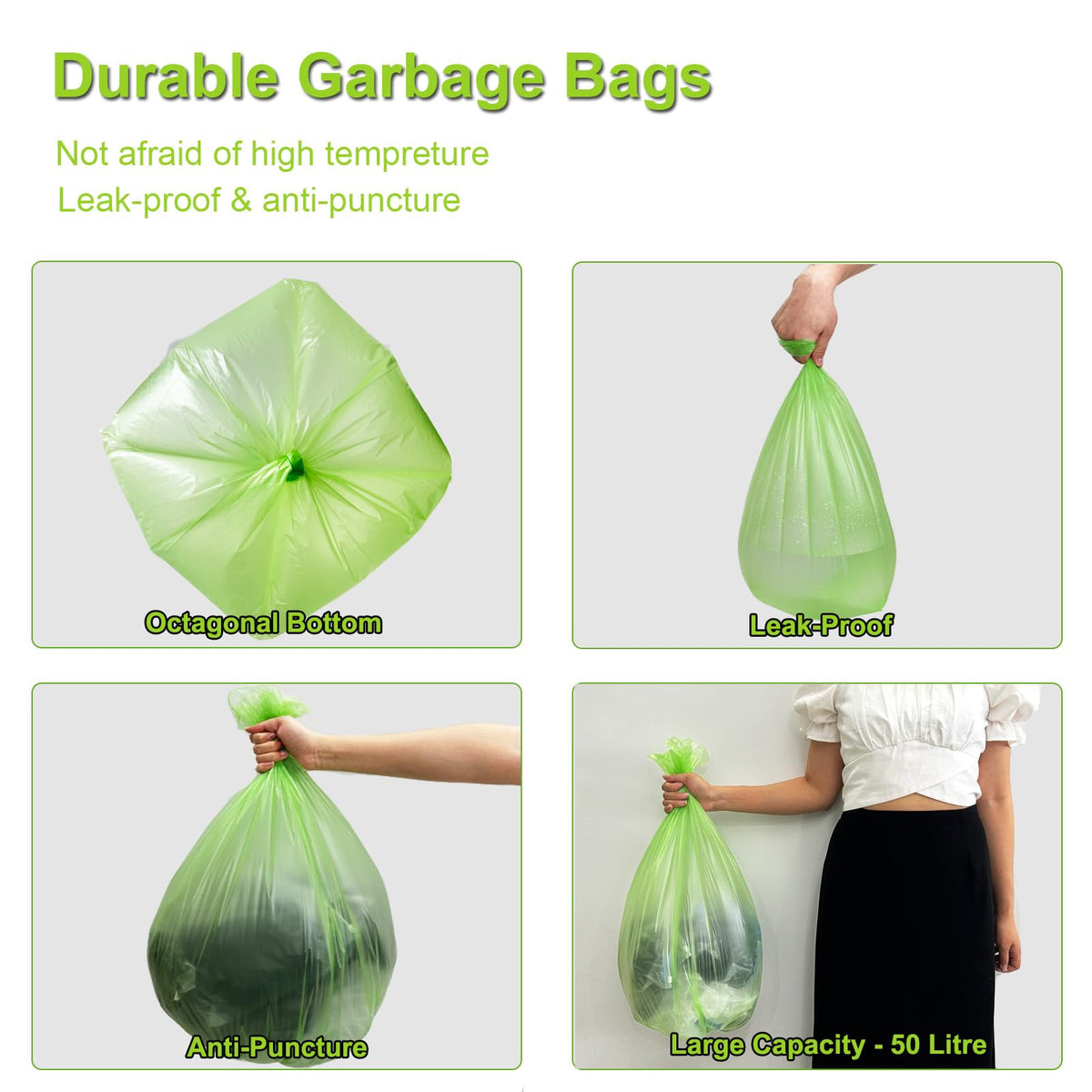 KITBEST 10L Biodegradable Bin Liners 120 Count Food Waste Trash Bags Small