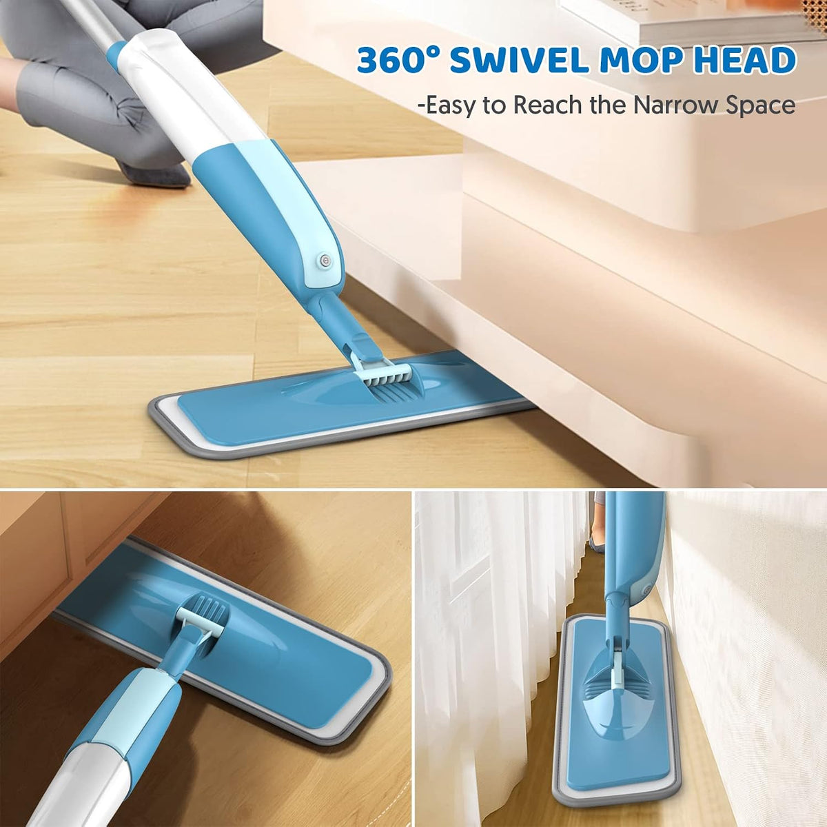 Spray Mops with 4 Washable Pads: Microfibre Floor Mop for Cleaning Floors