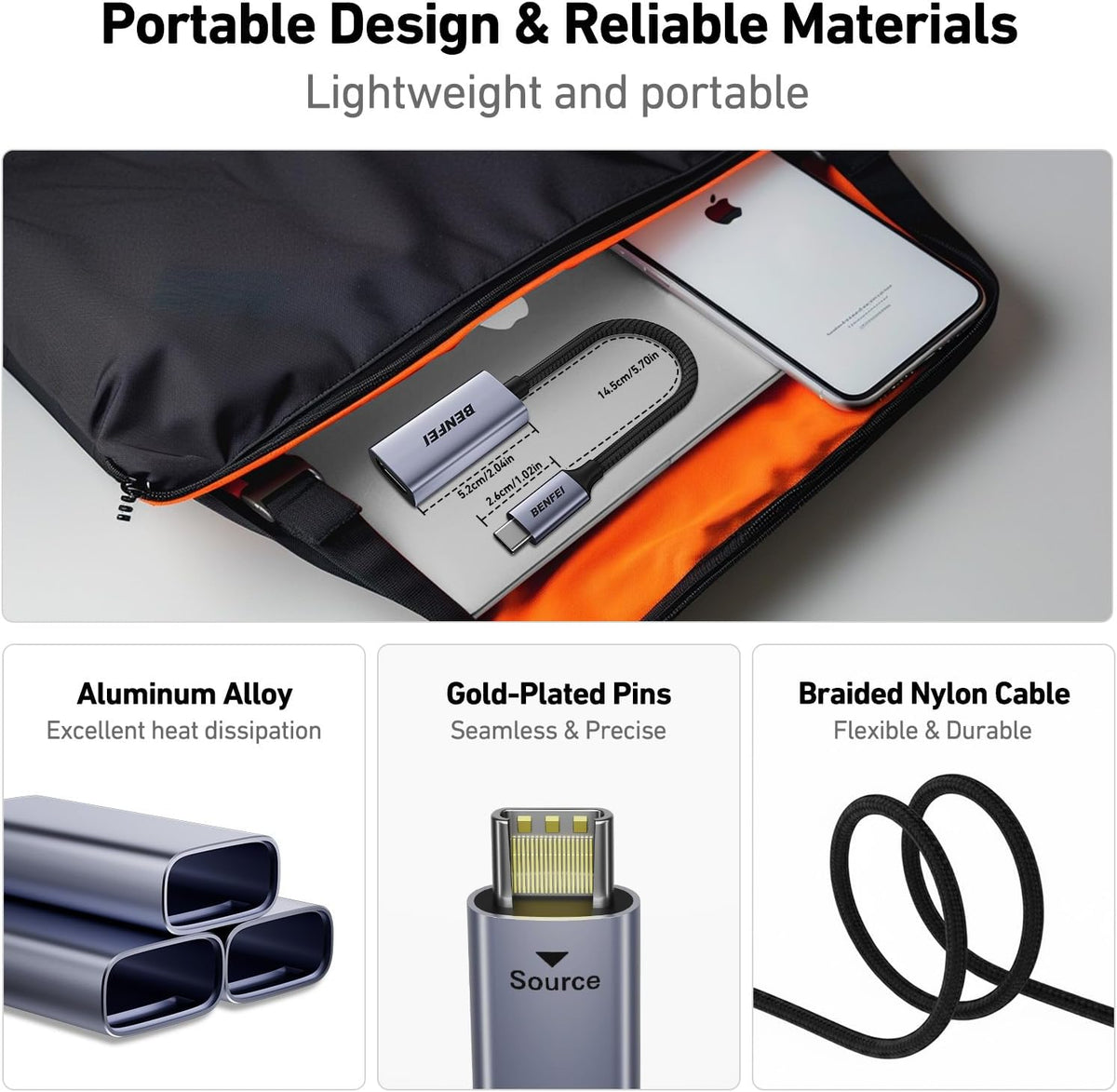 USB C to HDMI Adapter, BENFEI USB Type-C to HDMI Adapter [Thunderbolt 3/4 Compatible] with iPhone 15 series, MacBook Pro/Air 2023, iPad Pro, iMac, S23, XPS 17, Surface Book 3 and More
