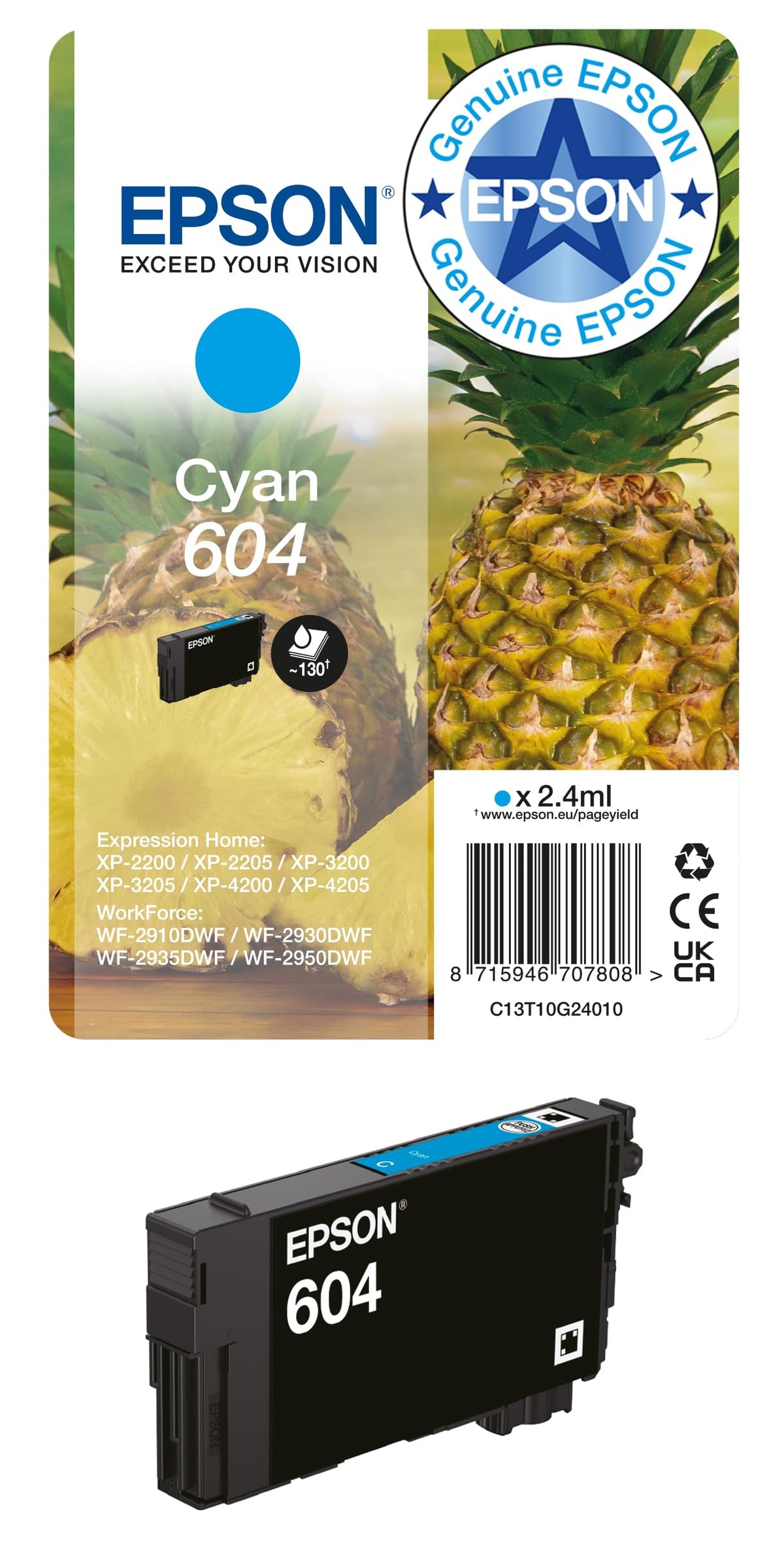 Epson 604 Pineapple, Genuine Multipack, 4-colours Ink Cartridges