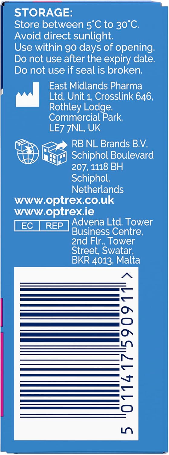 Optrex 10 ml Moisturising Eye Drops: Contact Lens Safe, Relieves Irritation, Soothes Inflammation, Hydrates, Provides Comfort for Dry and Sensitive Eyes