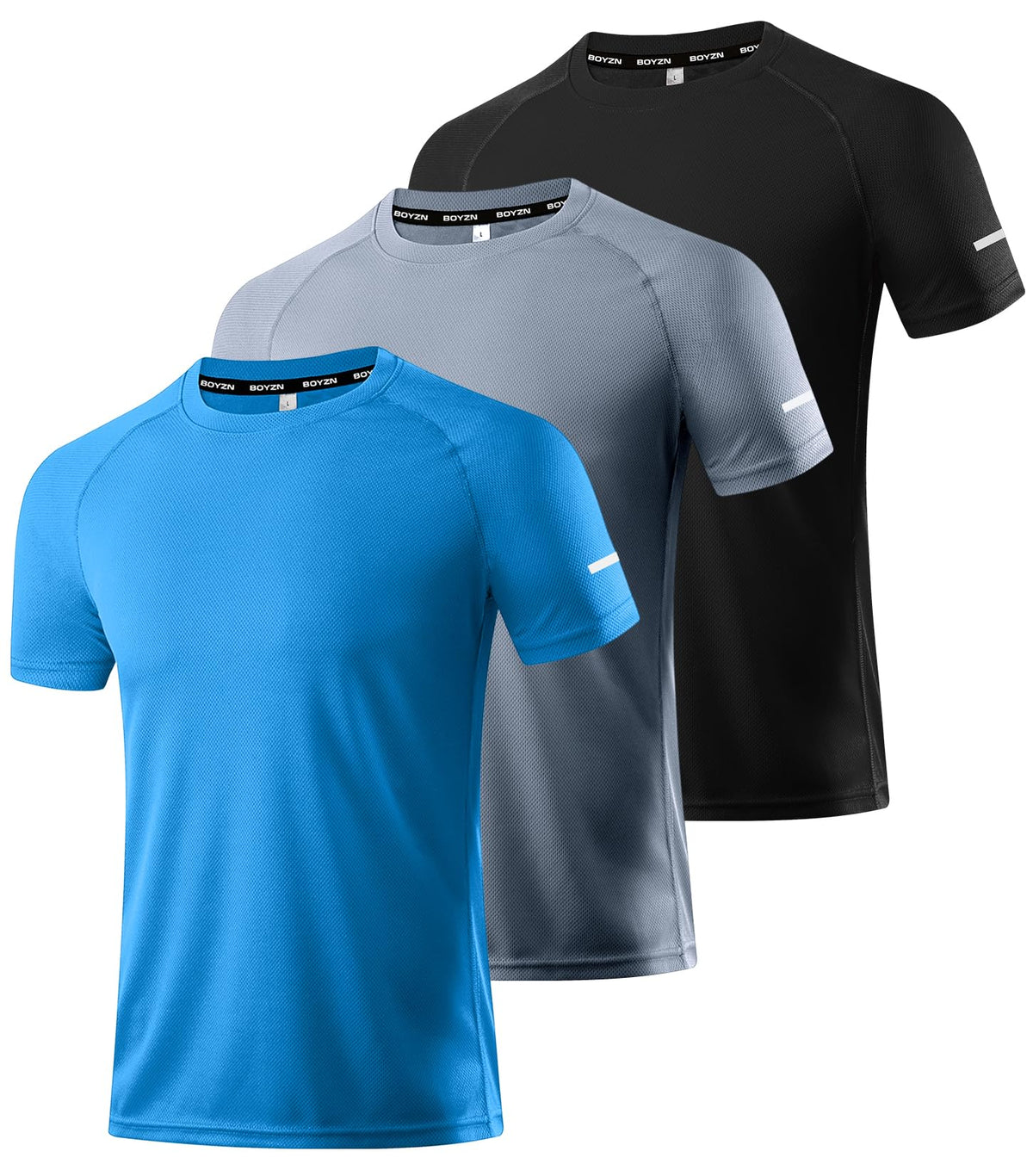Boyzn 1, 3, 5 or 7 Pack Men's Workout Running Shirts, Dry Fit Moisture Wicking T-Shirt, Gym Athletic Short Sleeve Tee Shirts