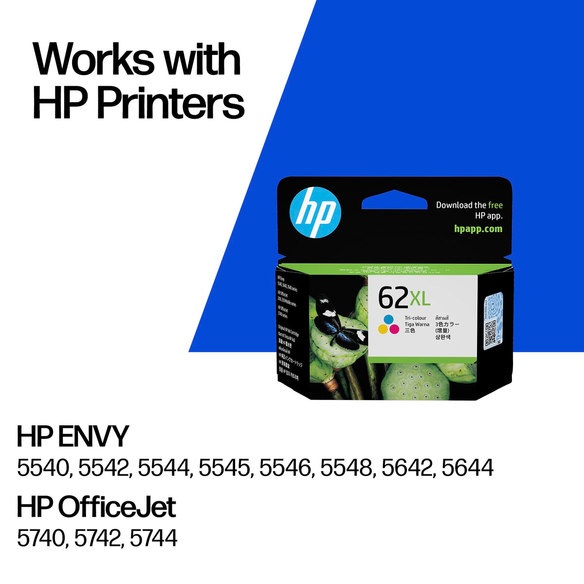 HP 62 Black & Tri-colour Original Ink Cartridges 2-Pack