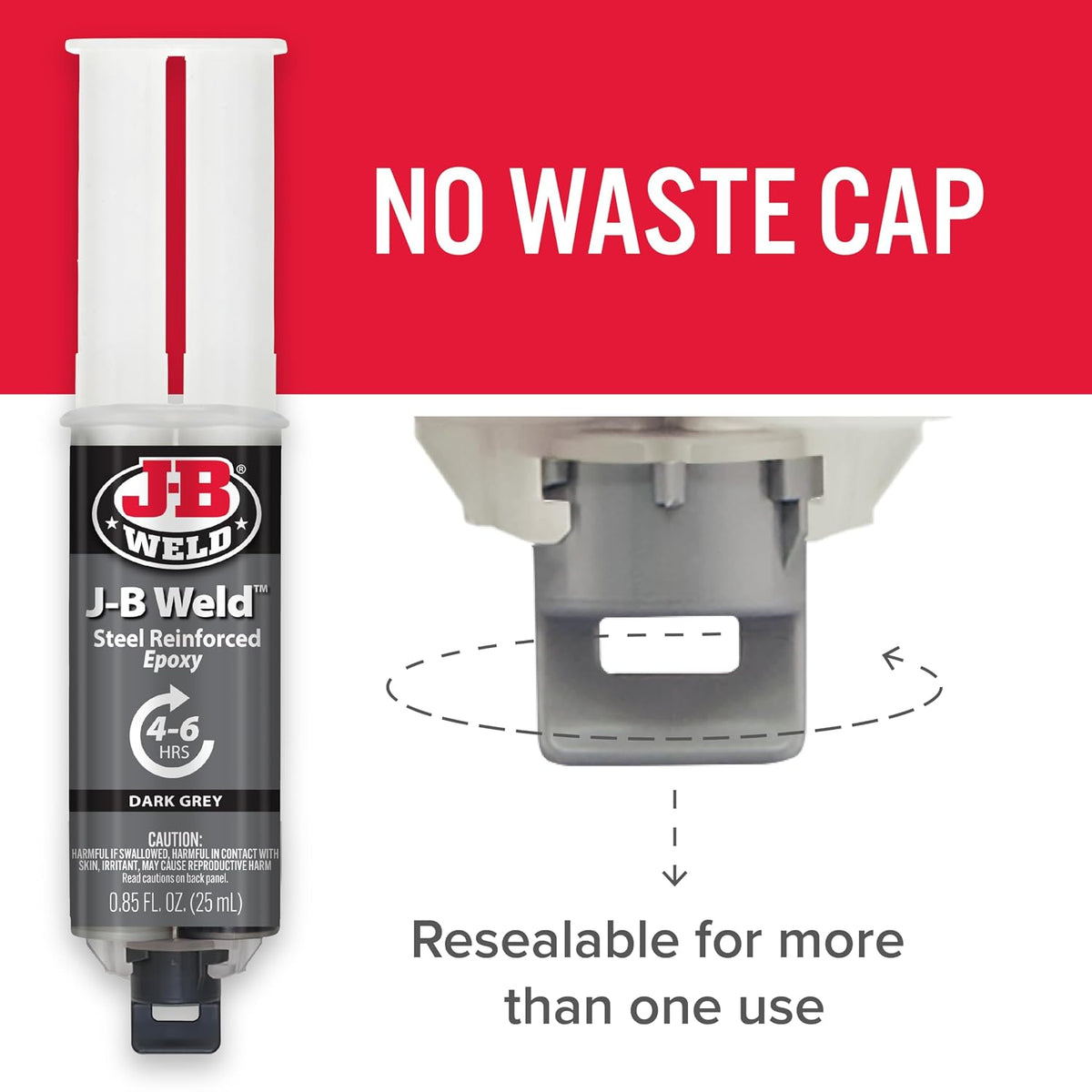 J-B Weld™ Syringe Original Cold-Weld™ Two-Part Epoxy System, Ultra-Fast Setting Time, High Strength, Suitable for All Metals and Other Materials, Dark Grey 25ml