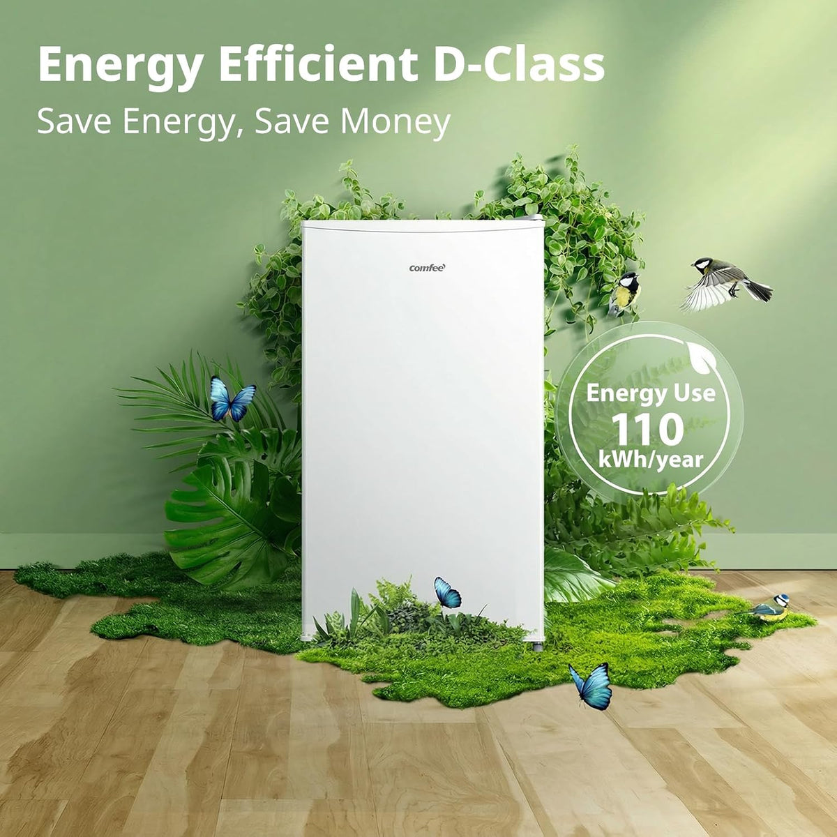 COMFEE' 80L Under Counter Fridge with 4-Star Ice Box, RCD80WH3UK(E)