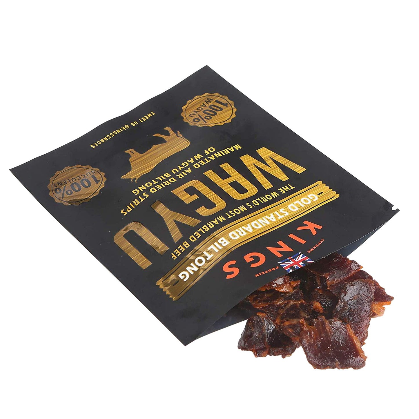 Kings - Wagyu Beef Jerky - Platinum Edition Indulgent Range - High Protein Meat Snack - Box of 12 x 25 g Packs