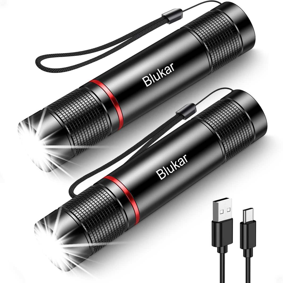 Blukar LED Torch Rechargeable, 2000L Super Bright Adjustable Focus Torches