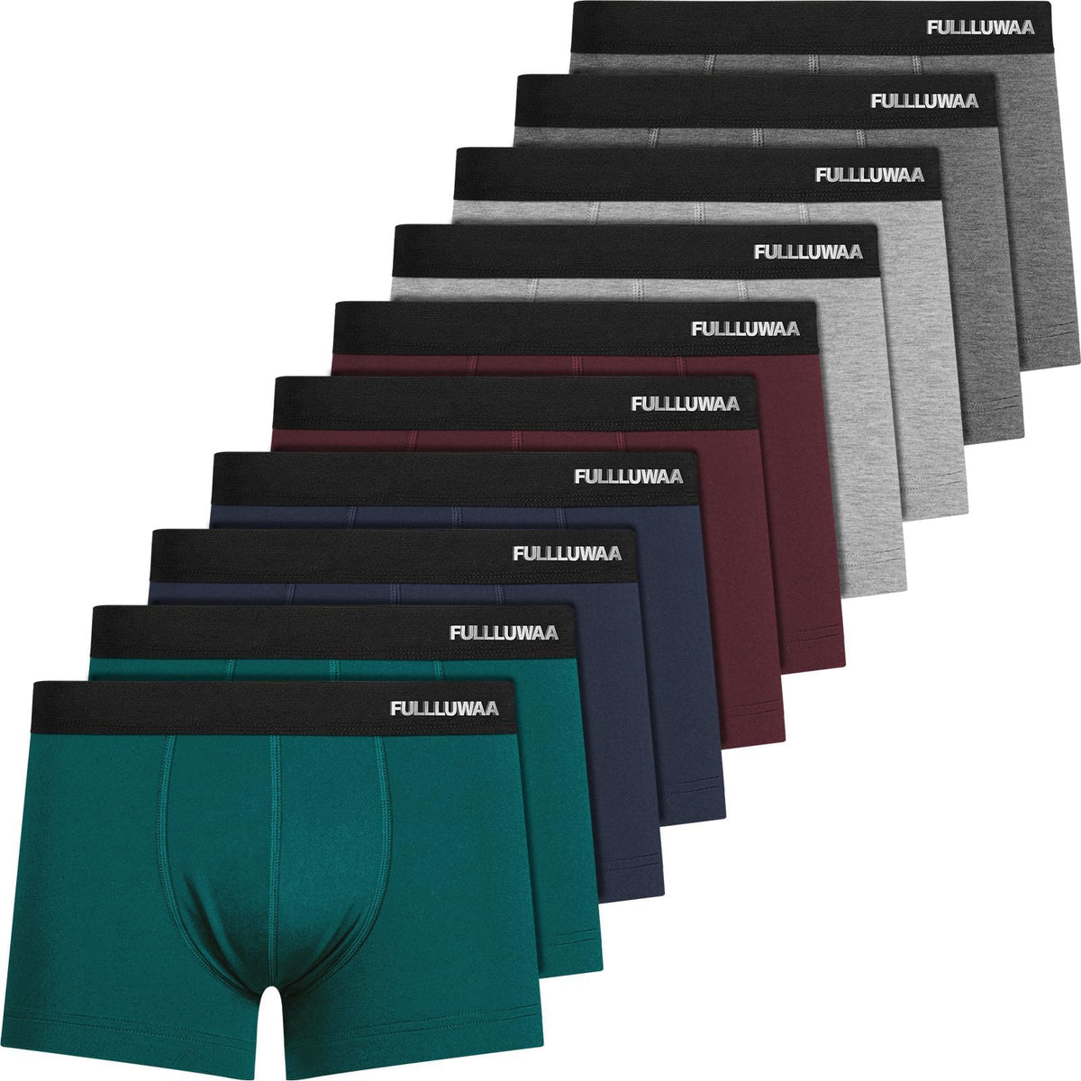 Fullluwaa Mens Boxers Cotton 10 Pack, No Scratch, Breathablee and Soft