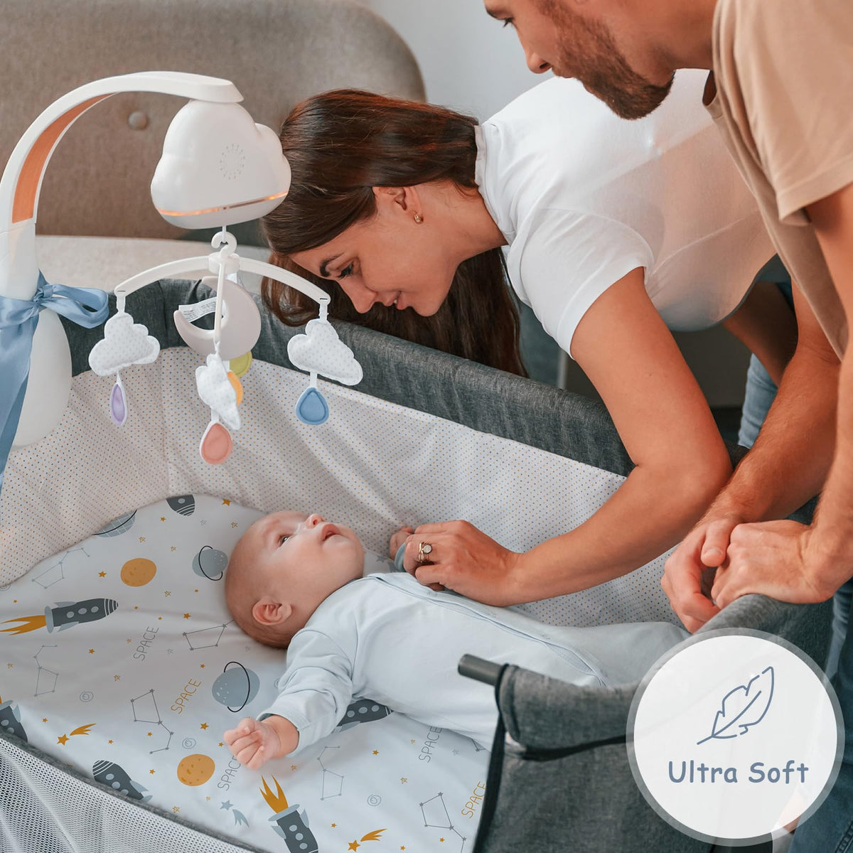 Yoofoss Moses Basket Sheets 41 x 84 cm, Fitted Soft & Breathable Microfiber Pram Sheet for Newborn Baby Boy and Girl, Crib Bassinet Mattress Protector Snuzpod Bedside 2 Pack