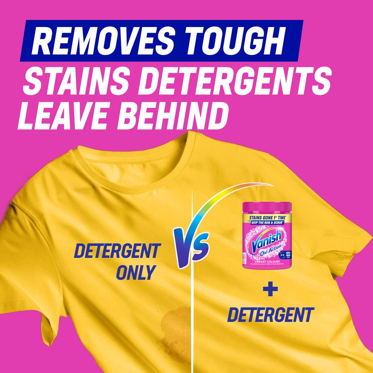 Vanish Stain Remover, Gold Oxi Action Powder, 470g, Restores Whites and Protects Laundry from Greying, Removes Stains, Odours Laundry Detergent Leave Behind, Bleach Free
