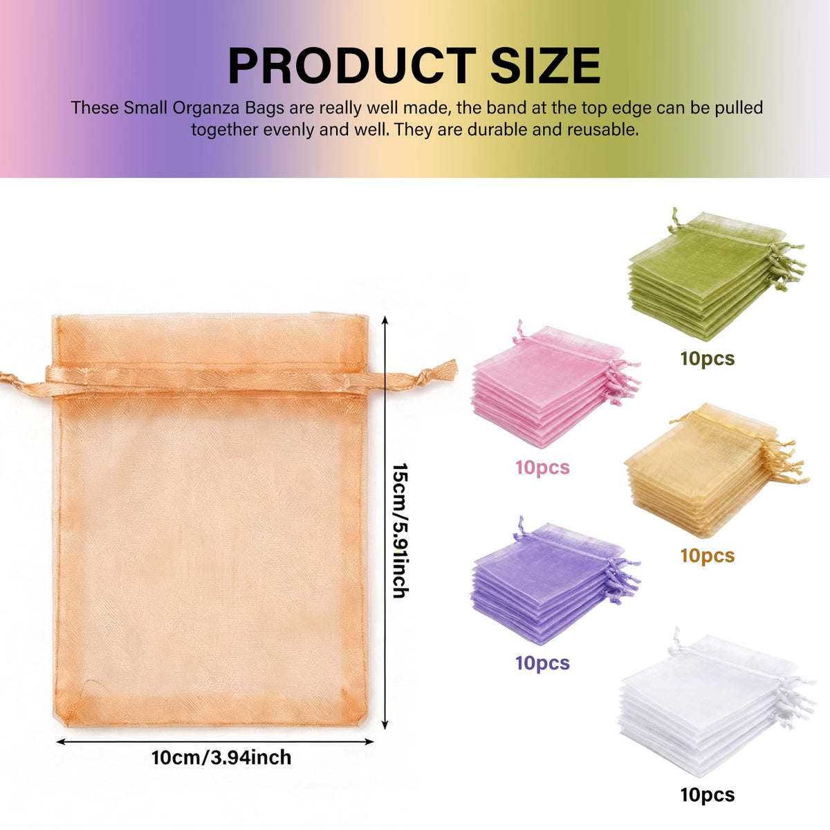 Lafefe 20Pcs Organza Gift Pouches, 7x9CM Clear Mesh Drawstring Pouches, Organza Gift Bags for Wedding Favours, Party, Festival, Candy and Game Favour Bags - Pink