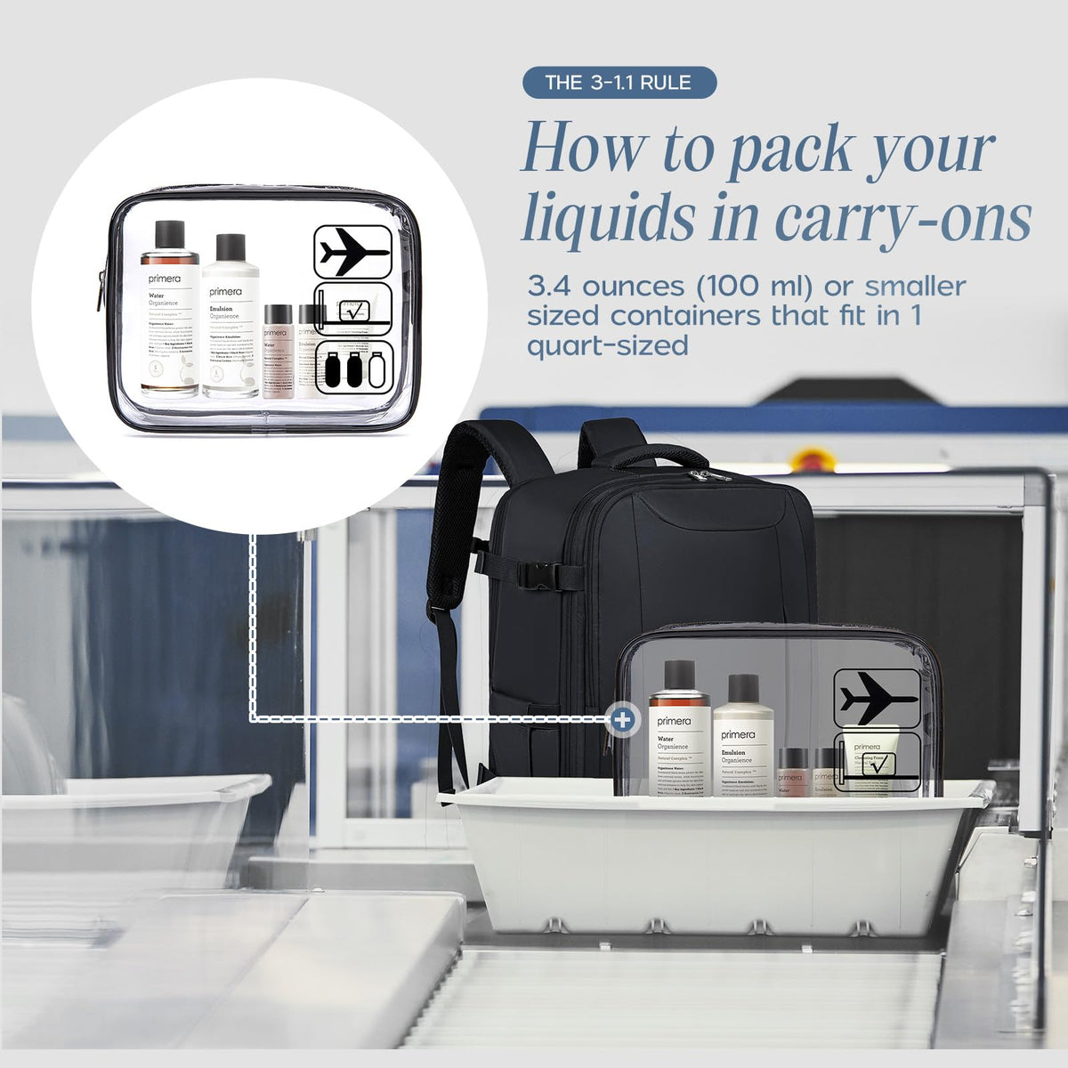 Xkdoai for Ryanair Cabin Bags 40x30x20,Backpack with TSA Approved Clear Bag