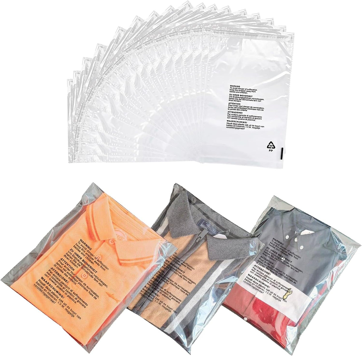 JeeJaan® 100 Pcs of Shirt Packaging Bags 12 x 16 in Clear Garment Bag 305 x 405 mm Polypropylene Bags