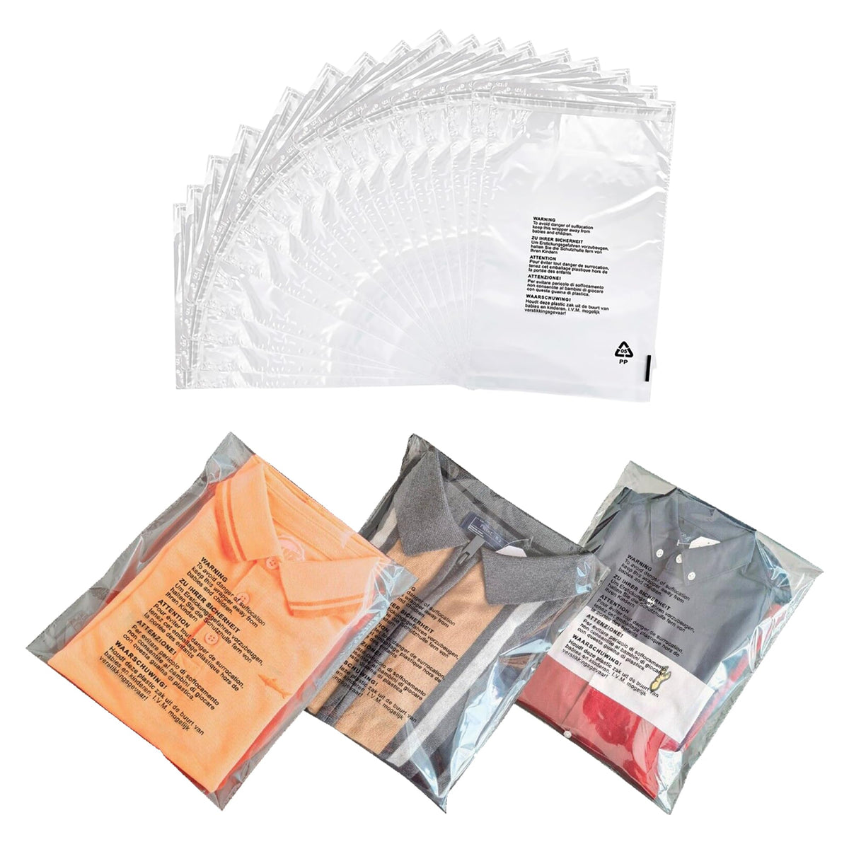 JeeJaan® 100 Pcs of Shirt Packaging Bags 12 x 16 in Clear Garment Bag 305 x 405 mm Polypropylene Bags