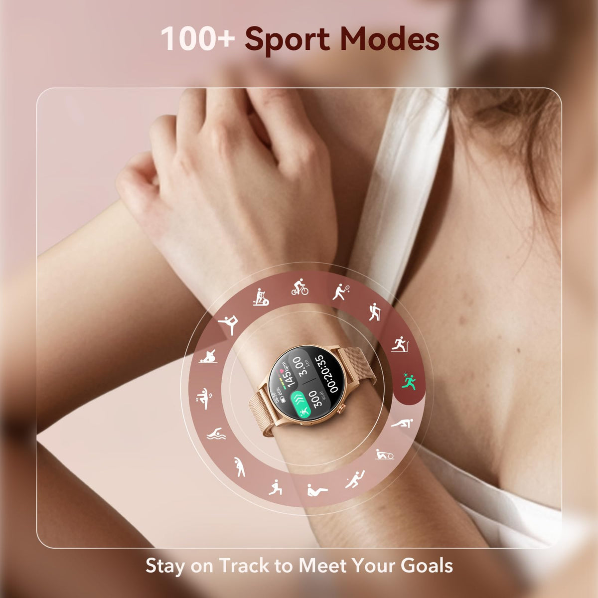 Smart Watch for Women, Answer/Make Call, 1.32'' AMOLED Ultra-Clear Screen Fitness Trackers with Heart Rate/Sleep/SpO2 Monitor, Smartwatch for iPhone/Samsung/Android, 110+ Sport Modes, 3ATM Waterproof