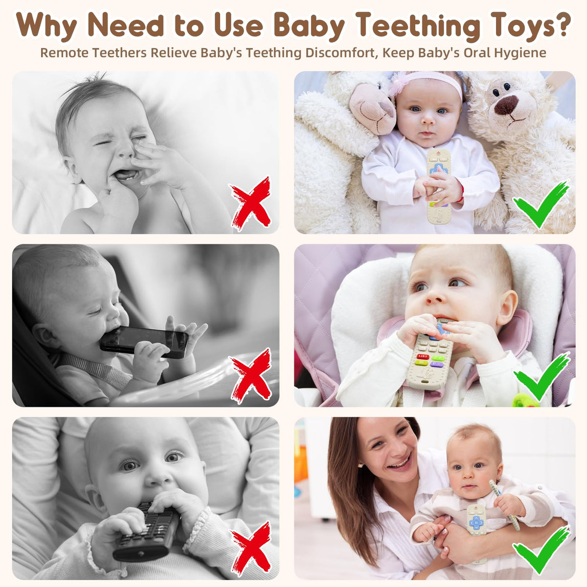AiTuiTui Baby Teether for Teething Relief Baby Toys 0 3 6 9 12 Months, Sensory Silicone Remote Control Baby Teether Toy for Babies Newborn Infant Boy Girl Autism Toys for Baby Gifts