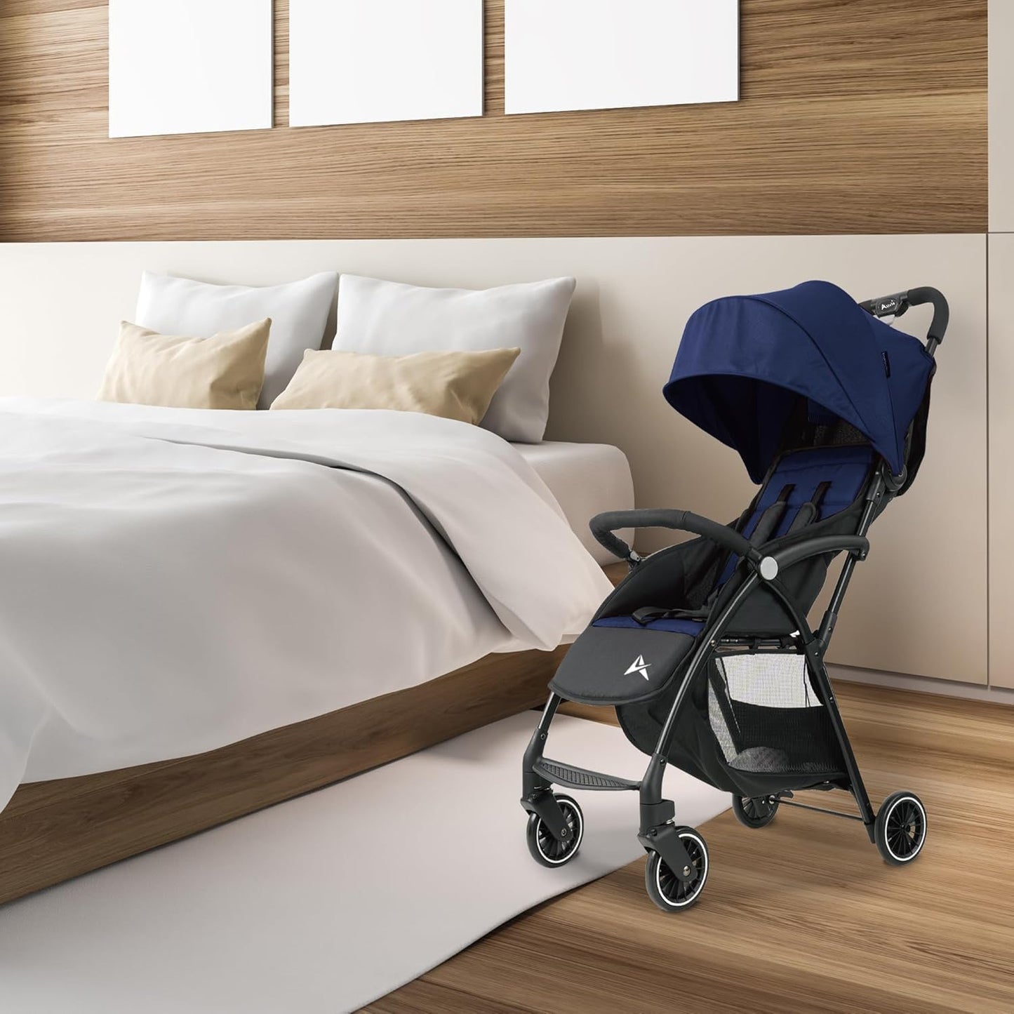 Alivio Lightweight Pushchair, Folding Baby Stroller 0-3 Years, Toddlers Travel Stroller with Mosquito Nets, Shoulder Strap, Anti-Friction & Wheels (Grey)