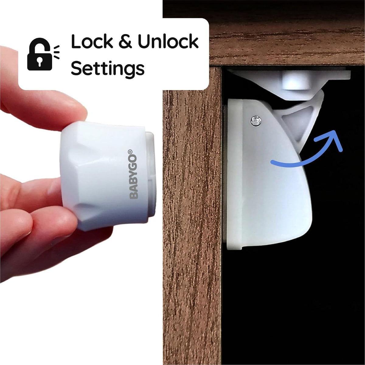 BABYGO® Magnetic Kitchen Cupboard Locks, Child Safety, 10 Locks, 2 Keys