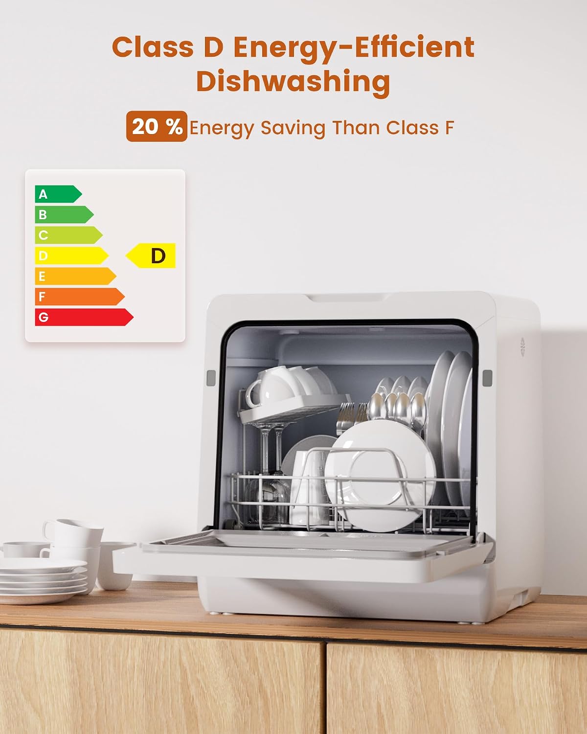HAVA Table Top Dishwasher with Water Softener & Enhanced Energy Efficiency