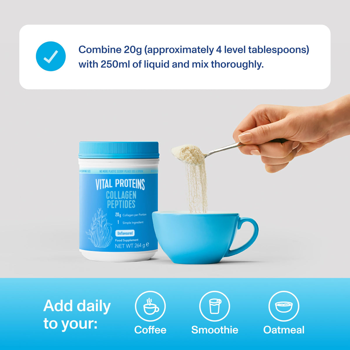 Vital Proteins Collagen Peptides Powder, Cocoa Flavor, Type I & III, 297g