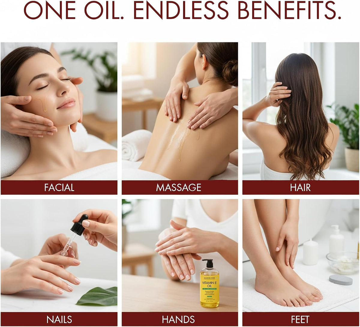 Majestic Pure Vitamin E Oil 100% Pure and Natural Oil - 236 ml